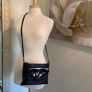 Loeffler Randall, black Crossbody bag with removable clutch with patent flap
